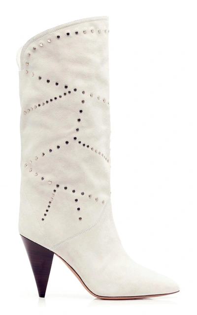 Isabel Marant Lestee Perforated Leather Boots In White