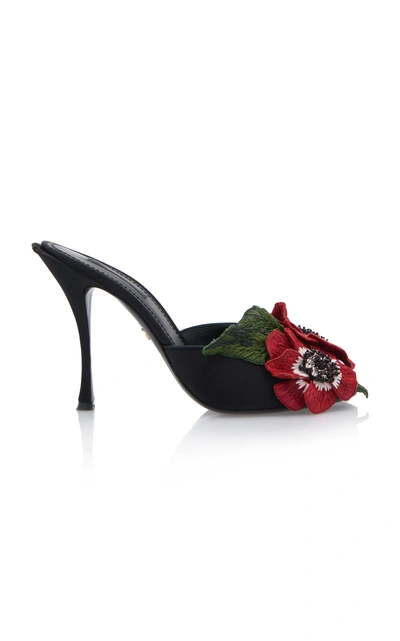 Dolce & Gabbana Flower High Heel Sandals In Black