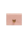 Gucci Signature Card Case Wallet With Cat In Pink