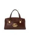 Gucci Large Gg Leather Top Handle Bag In Bordeaux