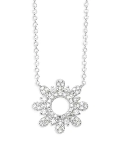 Saks Fifth Avenue Diamond 14k White Gold Sunburst Pendant Necklace