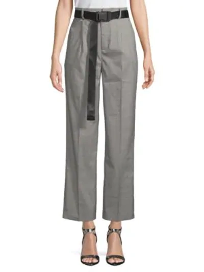 Grey Lab Plaid High-waist Pants In Grey