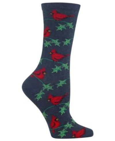 Hot Sox Women's Cardinals Crew Socks In Denim Heather