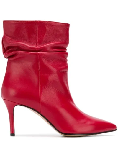 Marc Ellis Red Calf Draped Ankle Boots
