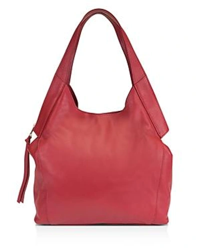 Kooba Oakland Leather Hobo In Scarlet Red/gold