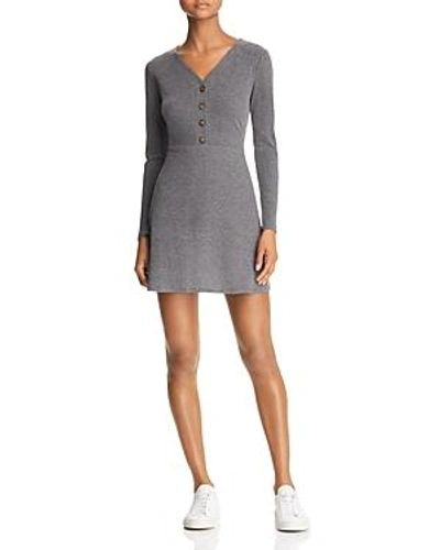 Sadie & Sage Button-detail Knit Mini Dress In Charcoal