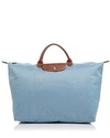 Longchamp Le Pliage Nylon Travel Bag In Arctico Blue/gunmetal/gold