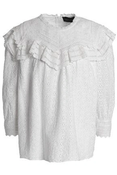 Needle & Thread Ruffled Broderie Anglaise Cotton Blouse In White