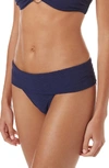 Melissa Odabash Brussels Metallic-striped Luxe Swim Bikini Bottoms In Zig Zag Navy