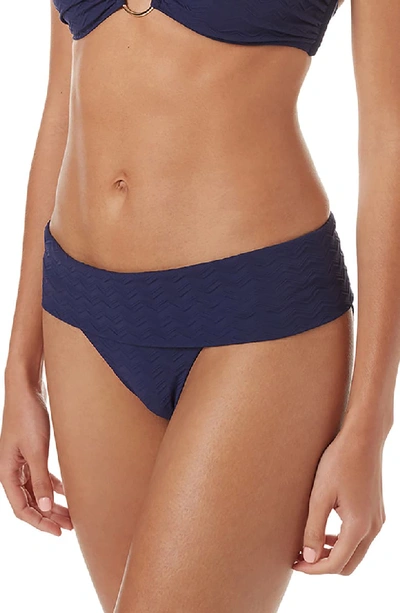 Melissa Odabash Brussels Metallic-striped Luxe Swim Bikini Bottoms In Zig Zag Navy