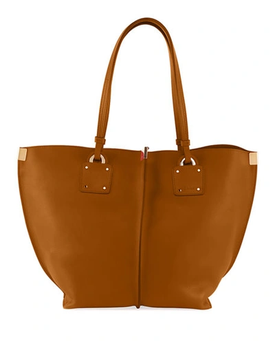 Chloé Vick Wide Leather Tote Bag In Medium Brown