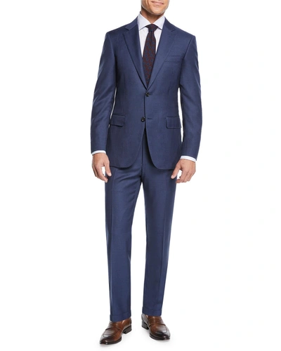 Canali Men's Micro-check Wool Two-piece Suit In Blue