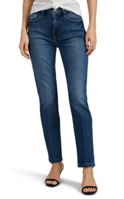 Frame Le Sylvie High-Rise Straight-Leg Ankle Jeans In Blue | ModeSens