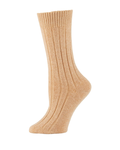 Neiman Marcus Cashmere Ribbed Socks In Camel