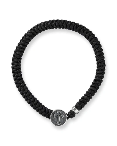 David Yurman Men's Cross Button Woven Bracelet In Black