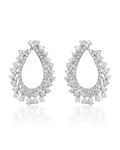 Andreoli 18k White Gold Diamond Pear Hoop Earrings