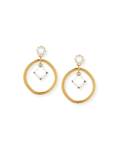 Sequin Crystal Hoop Drop Earrings In Gold