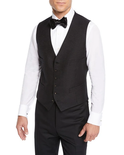 Tom Ford Men's Pearl-button Evening Gilet In Black
