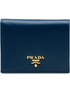 Prada Saffiano French Wallet In Blue