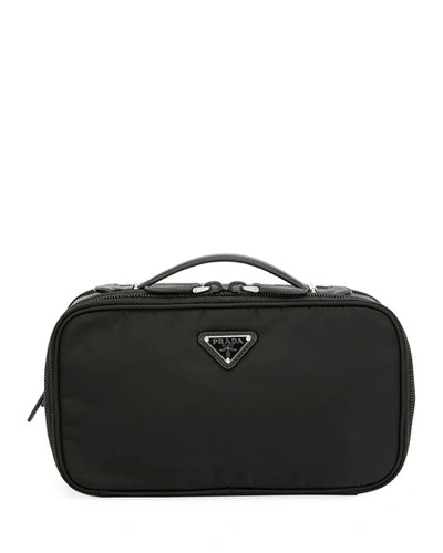Prada Small Nylon Beauty Bag With Contrast Lining In Black