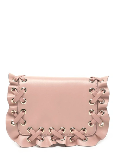 Red Valentino Rock Ruffle Clutch In Pink