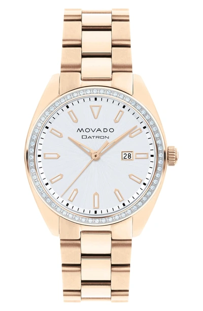 Movado 31mm Datron Heritage Diamond Watch, Carnation In Rose Gold/ Silver/ Rose Gold