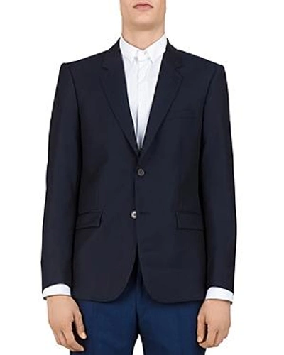 The Kooples Embossed-checks Wool Slim Fit Sport Coat In Navy