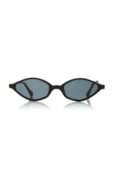 Alessandra Rich X Linda Farrow Skinny Oval Cat-eye Sunglasses In Black