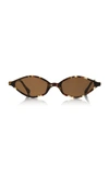 Alessandra Rich X Linda Farrow Skinny Oval Cat-eye Sunglasses In Brown