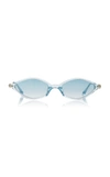 Alessandra Rich X Linda Farrow Skinny Oval Cat-eye Sunglasses In Light+blue