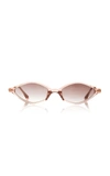 Alessandra Rich X Linda Farrow Skinny Oval Cat-eye Sunglasses In Pink