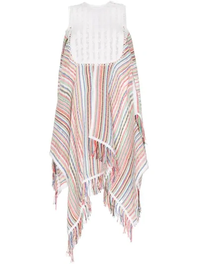 Jw Anderson Asymmetric Striped Cotton-jacquard Midi Dress In Multi