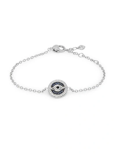 Judith Ripka La Petite Sterling Silver, Black Sapphire, Blue Sapphire & White Topaz Charm Bracelet