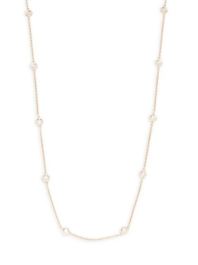 Saks Fifth Avenue Women's Diamond 14k Rose Gold Bezel Station Necklace