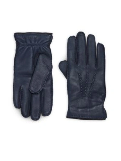 Saks Fifth Avenue Collection Leather Gloves In Blue