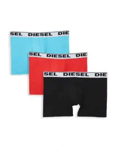 Diesel Umbx Sebastian 3-pack Boxer Briefs In Blue Red