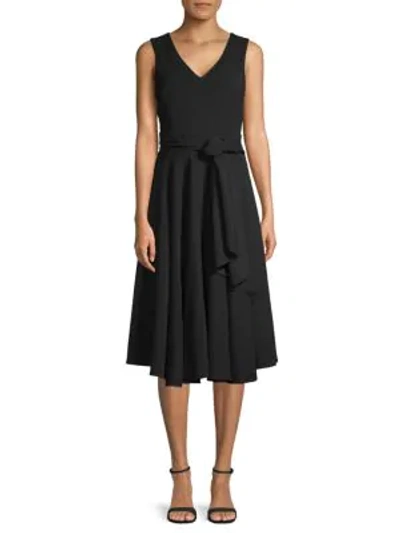 Sjp By Sarah Jessica Parker Tie-back Fit-and-flare Dress In Black