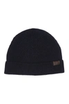 Hickey Freeman Merino Wool Ribbed Cuff Beanie In Navy