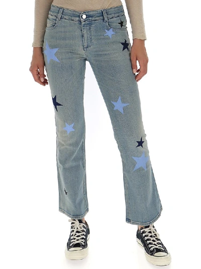 Stella Mccartney Denim Cropped Stars Pattern Jeans In Classic Blue