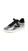 Tretorn Callie Lace Up Metallic Sneakers In Silver/black