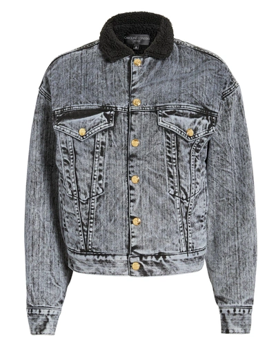 Caroline Constas Caroine Constas Faux Shearing Denim Jacket Back