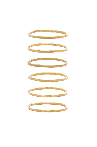 Mimi & Lu Stackable 6 Ring Set In Metallic Gold