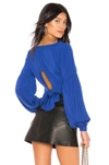 By The Way. Yasmin Tie Back Crop Top In Cobalt Blue