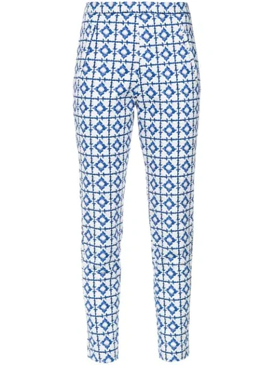 Andrea Marques Tile Print Skinny Trousers In Est Azulejo Rend Azul