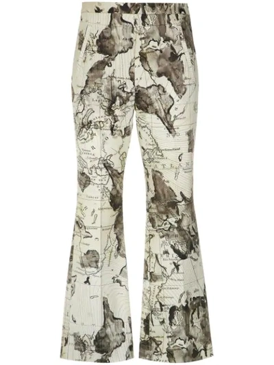 Andrea Marques Maps Print Wide Leg Cropped Trousers In Est Mapa Natural