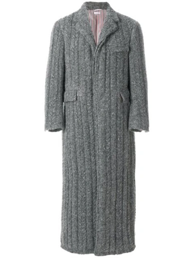 Thom Browne Horseshoe-knit Wool Chesterfield Overcoat - Grey