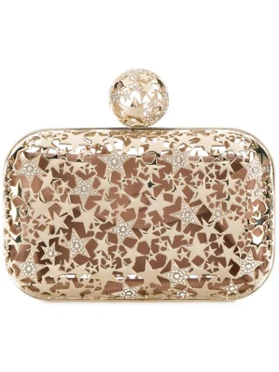 Jimmy Choo Cloud Gold Metal Star Cage Clutch Bag With Crystals