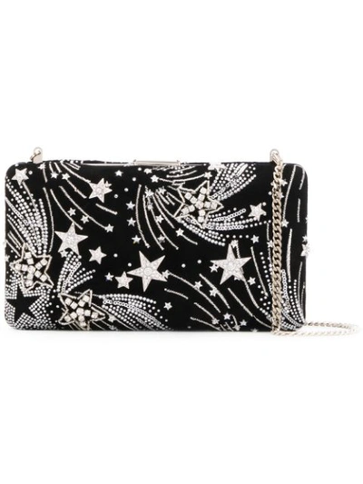 Jimmy Choo Clemmie Black Suede Clutch Bag With Crystal Supernova Detailing