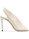 Jimmy Choo Shar 100 Glossed-leather Slingback Pumps In Neutrals
