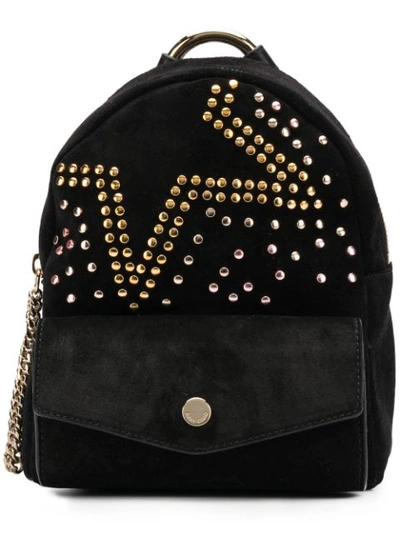 Jimmy Choo Cassie/s Black Suede Backpack With Studded Dégradé Star Detailing